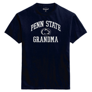 navy short sleeve t-shirt with Penn State arched over Athletic Logo and Grandma